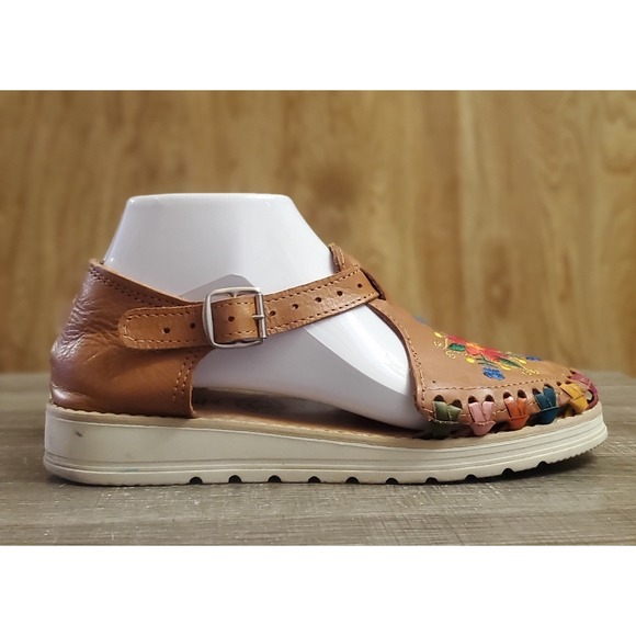 Macarena Collection Mexican Huarache Leather Sandals Women's US 8 Brown - Picture 1 of 12